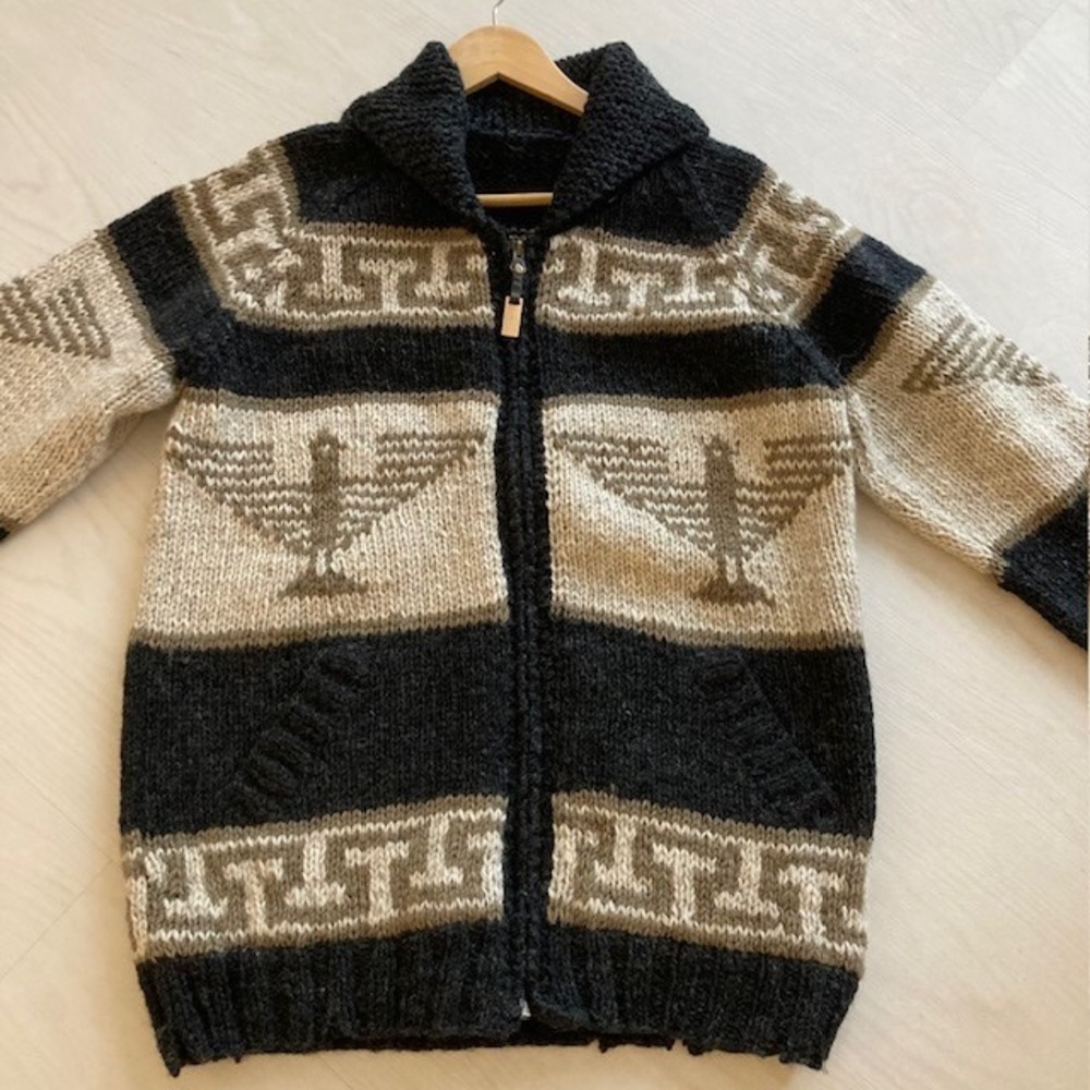 100 percent Wool Cowichan Jacket 20 x 27 Hand Made in Napal Lost Horizon Vintage